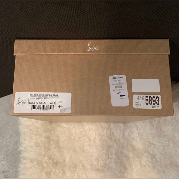 New Authentic Christian Louboutin Summer Loubishark Flat Mens Leather Sandals 44 - Picture 7 of 7